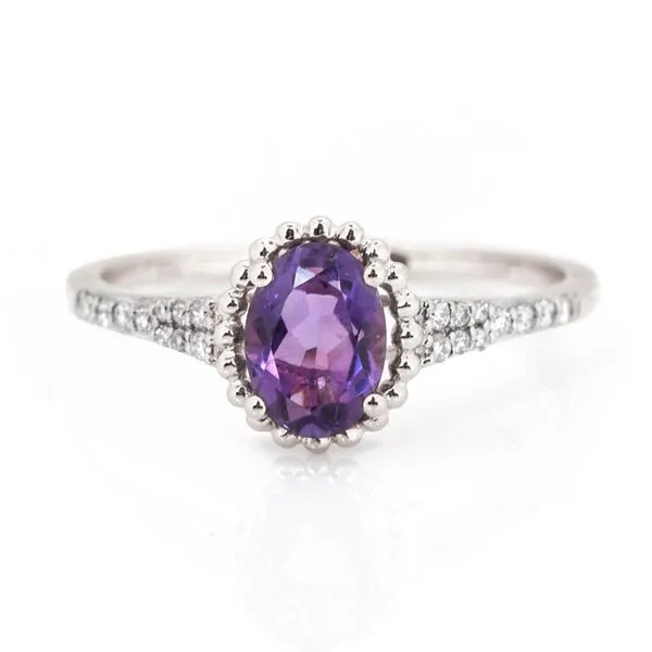 14KT WG 3/4CT Oval Amethyst and 1/10CTW Mined Diamond Ring The Ring Austin Round Rock, TX