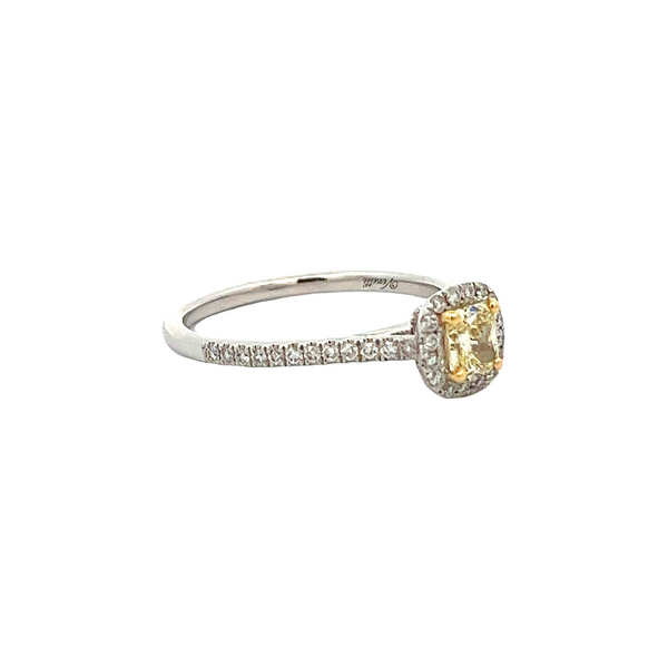 5/8CW 14K White Gold With Yellow Gold Center Prongs, Yellow Mined Diamond Ring Image 2 The Ring Austin Round Rock, TX