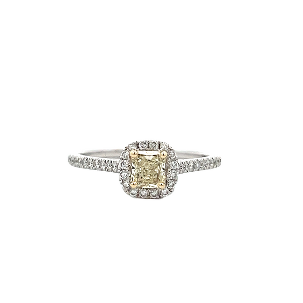 5/8CW 14K White Gold With Yellow Gold Center Prongs, Yellow Mined Diamond Ring The Ring Austin Round Rock, TX