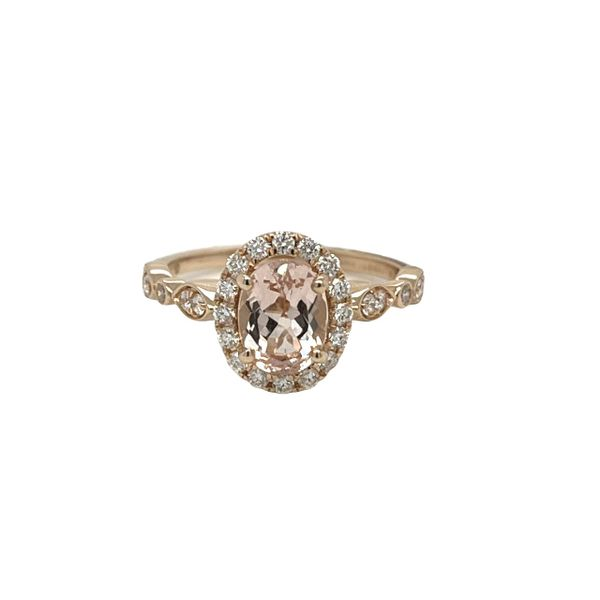 1/3CTW 14K Rose Gold Ladies Oval Morganite Mined Diamond Halo Ring The Ring Austin Round Rock, TX
