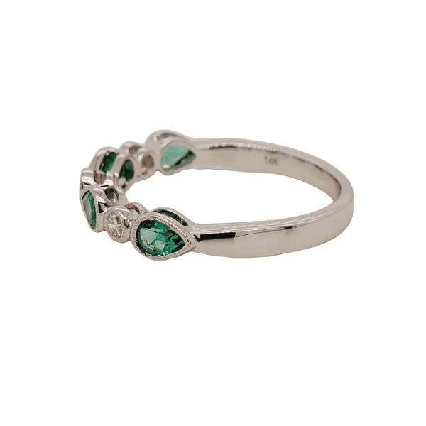 14K WG bezel set Emerald Natural Pear shape and Mined Diamond Millgrain Band Image 2 The Ring Austin Round Rock, TX