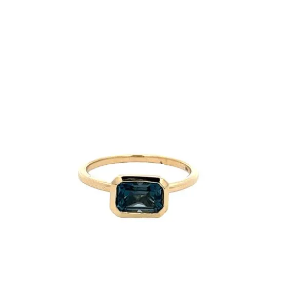 14K Yellow Gold London Blue Topaz Emerald Cut Bezel Set Ring The Ring Austin Round Rock, TX