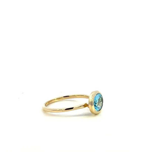 1 1/2CTW 14K YG Oval Blue Topaz  Bezel Set East To West Ring Image 3 The Ring Austin Round Rock, TX