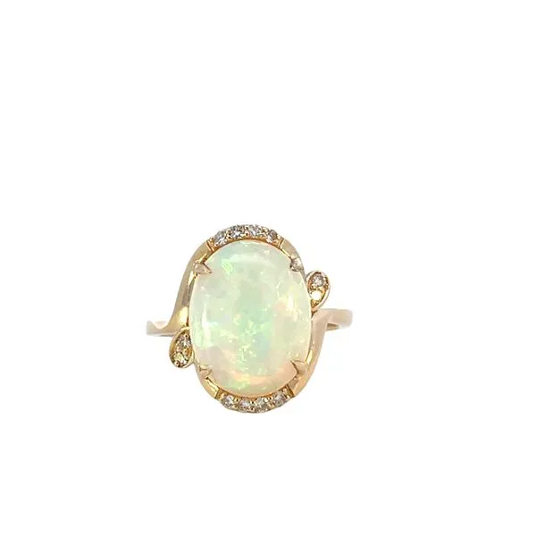 4 1/CTW 14K YG Top and Bottom Diamond Accented Oval Opal Ring The Ring Austin Round Rock, TX