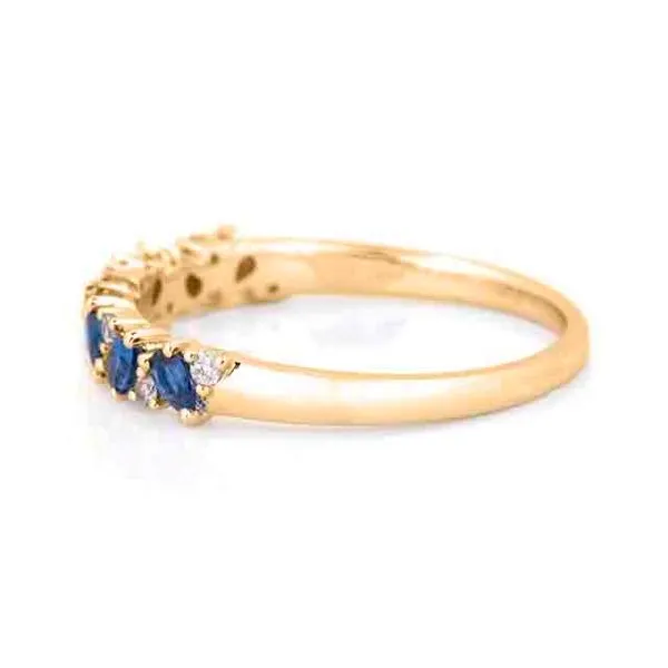 5/8CTW 14K YG Natural Blue Pear Sapphire & Round Diamond Alternating Band Image 2 The Ring Austin Round Rock, TX