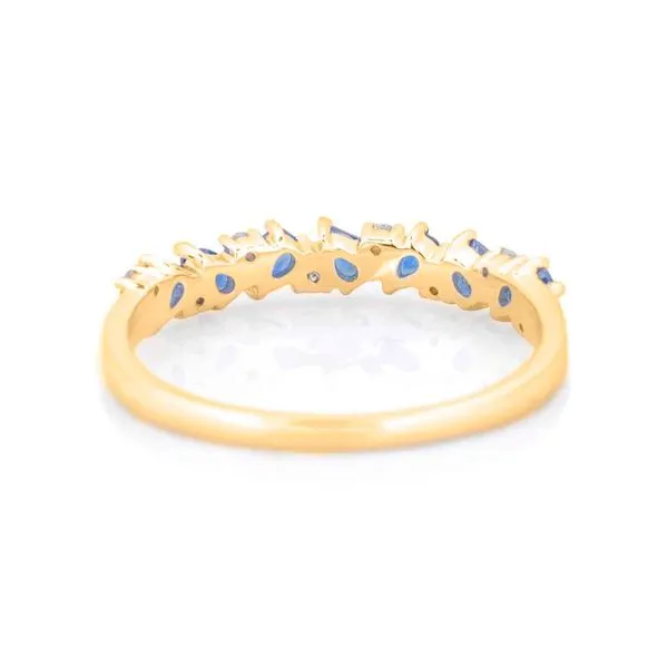 5/8CTW 14K YG Natural Blue Pear Sapphire & Round Diamond Alternating Band Image 3 The Ring Austin Round Rock, TX