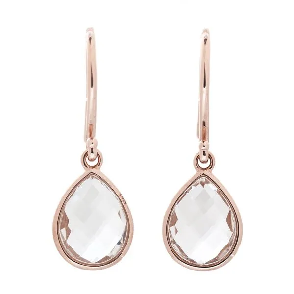 14k Rose Gold Checkerboard Rose Quartz Pear Droplet Earrings The Ring Austin Round Rock, TX