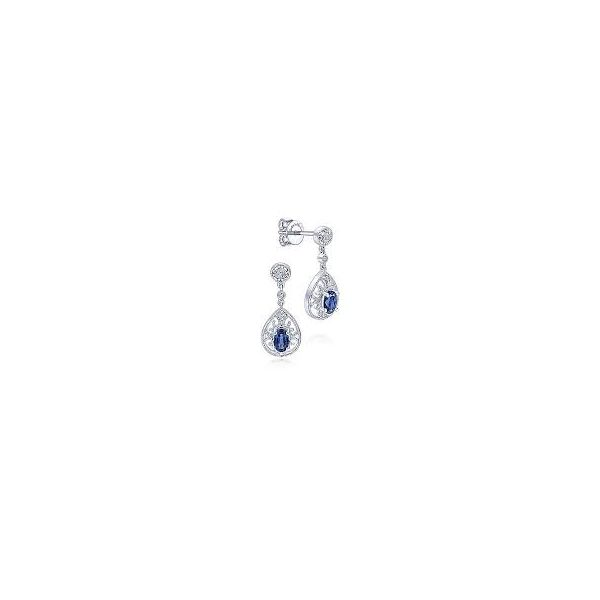 14kt WG 5/8 ctw Sapphire and Diamond Drop Earrings Image 2 The Ring Austin Round Rock, TX