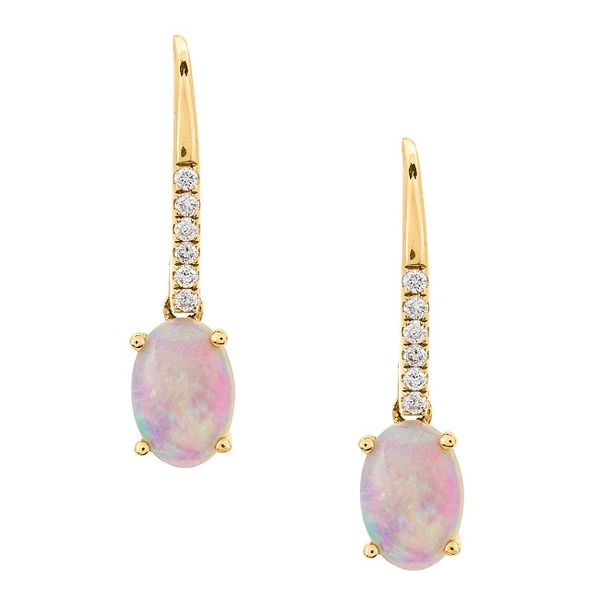 10k YG Australian Opal Earrings w/ 1/10ctw diamonds The Ring Austin Round Rock, TX