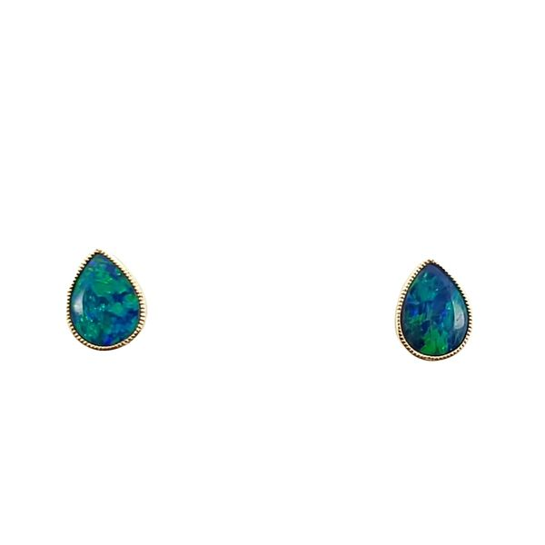 14K YG 1 1/2 CTW Pear Shaped Opal Doublet Earrings The Ring Austin Round Rock, TX
