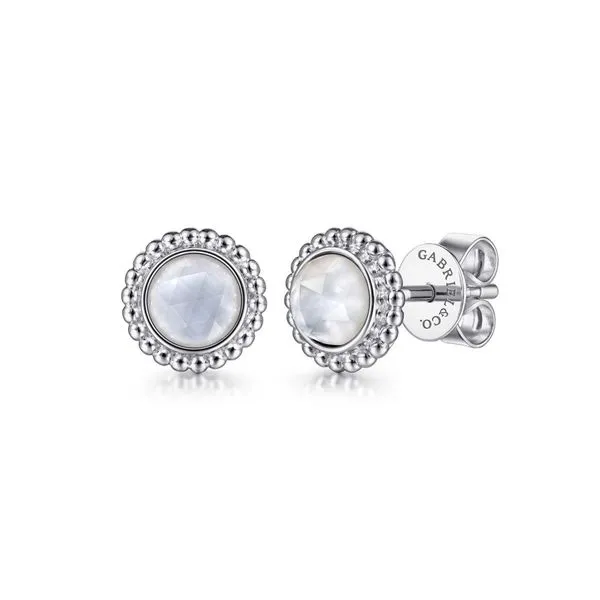 925 Sterling Silver Round Rock Crystal and White MOP Stud Earrings The Ring Austin Round Rock, TX
