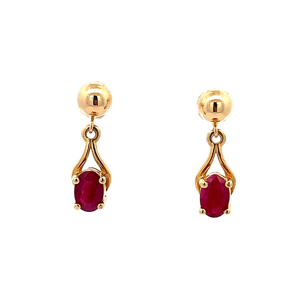 14K YG Natural Oval Ruby Dangle Stud Earrings The Ring Austin Round Rock, TX