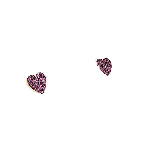 1/4CTW 14K YG Ruby Pave Heart Shape Stud Earrings Image 2 The Ring Austin Round Rock, TX