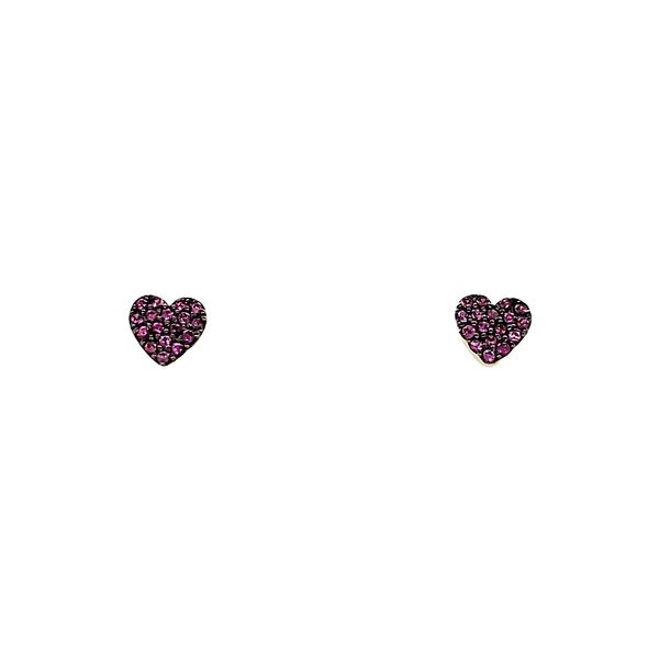 1/4CTW 14K YG Ruby Pave Heart Shape Stud Earrings The Ring Austin Round Rock, TX