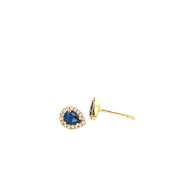1/10CTW Mined Diamond Oval Halo 14K YG Necklace with Natural Oval Blue Sapphire Pendent Necklace 16'' Image 3 The Ring Austin Round Rock, TX