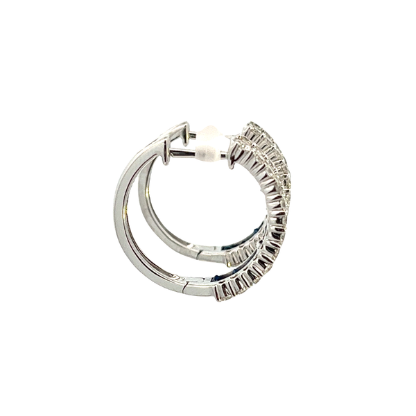 1.00CT 14K WG Mined Diamond Rounds With Channel Set Natural Blue Sapphire Princess Cuts Hoop Earrings Image 4 The Ring Austin Round Rock, TX