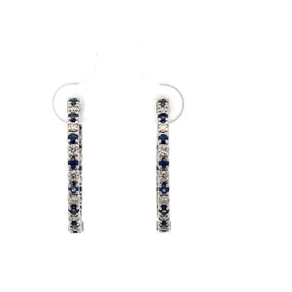 1 9/10CTW 14K WG Inside/Outside Natural Round Blue Sapphires And Diamonds Alternating Hoop Earrings Image 2 The Ring Austin Round Rock, TX