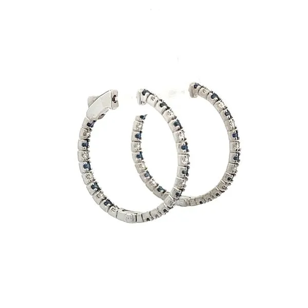 1 9/10CTW 14K WG Inside/Outside Natural Round Blue Sapphires And Diamonds Alternating Hoop Earrings Image 3 The Ring Austin Round Rock, TX