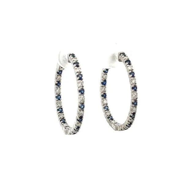 1 9/10CTW 14K WG Inside/Outside Natural Round Blue Sapphires And Diamonds Alternating Hoop Earrings The Ring Austin Round Rock, TX