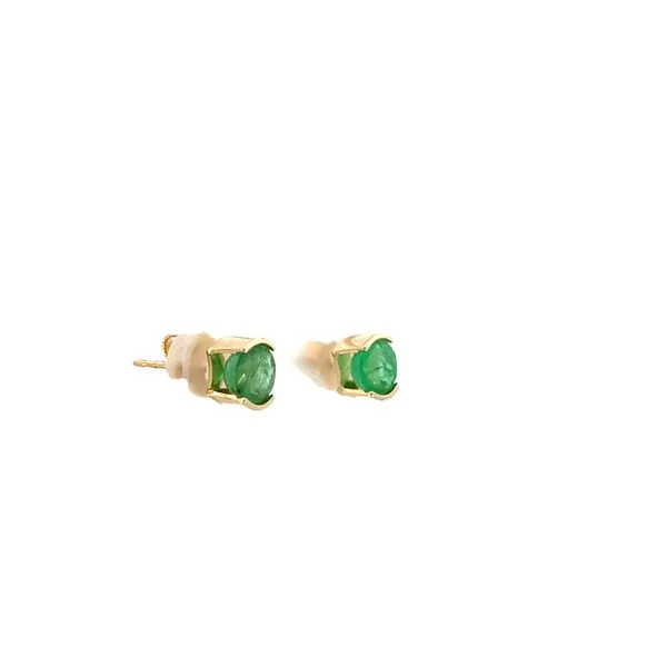 3/4CTW 14K YG Round Natural Emerald AA Half Bezel Stud Earrings Image 2 The Ring Austin Round Rock, TX