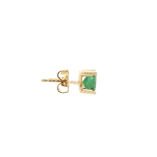 3/4CTW 14K YG Round Natural Emerald AA Half Bezel Stud Earrings Image 3 The Ring Austin Round Rock, TX