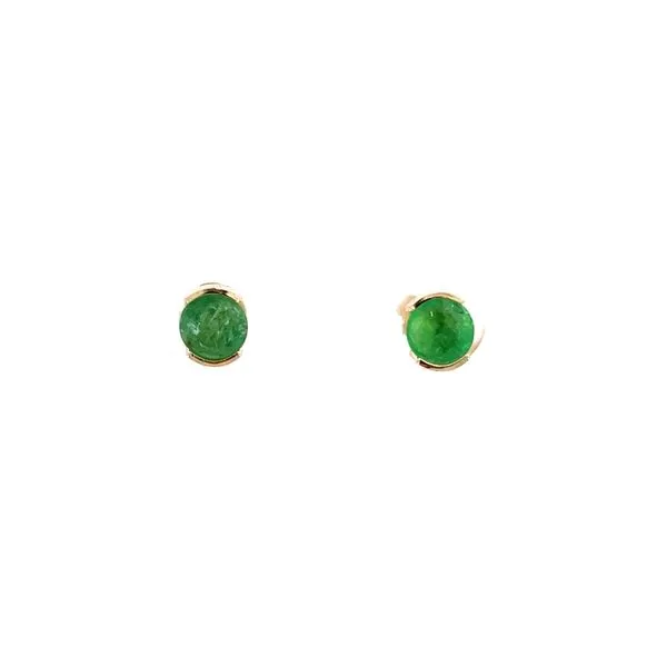 3/4CTW 14K YG Round Natural Emerald AA Half Bezel Stud Earrings The Ring Austin Round Rock, TX