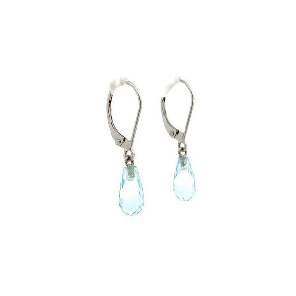 14K WG Aquamarine Briolette Lever Back Dangle Earring Image 3 The Ring Austin Round Rock, TX