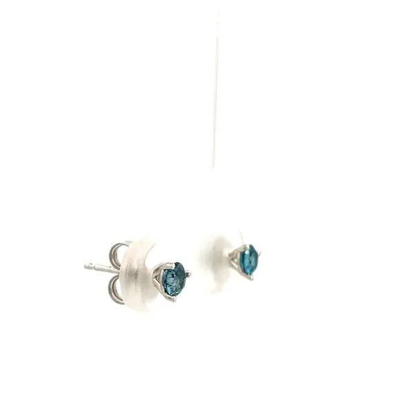 1/3CTW 14K WG Round London Blue Topaz 3-Prong Stud Earrings Image 3 The Ring Austin Round Rock, TX