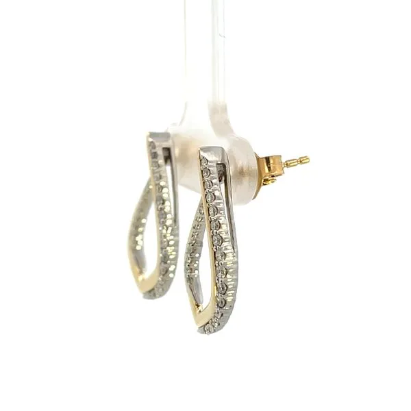 3/8CTW 14K Yellow Gold Petal Mother Of Pearl With Natural Diamond Pave Dangle Lever Back Drop Earrings Image 4 The Ring Austin Round Rock, TX