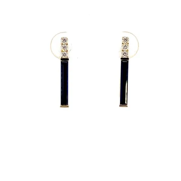 1 1/4CTW 14K YG LG Blue Sapphire Baguette & Diamond Pave Square Hinge Hoops 20'' Image 2 The Ring Austin Round Rock, TX
