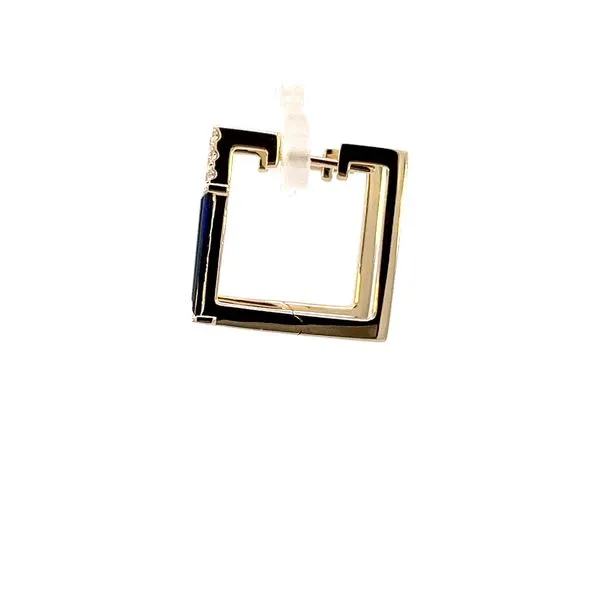 1 1/4CTW 14K YG LG Blue Sapphire Baguette & Diamond Pave Square Hinge Hoops 20'' Image 3 The Ring Austin Round Rock, TX