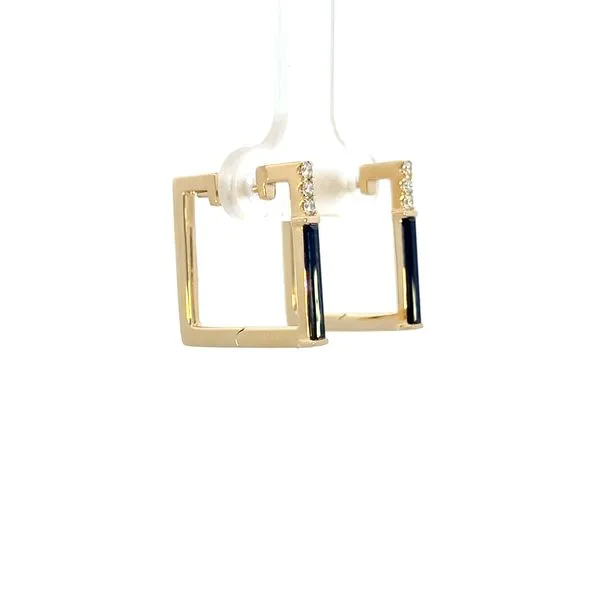 1 1/4CTW 14K YG LG Blue Sapphire Baguette & Diamond Pave Square Hinge Hoops 20'' Image 4 The Ring Austin Round Rock, TX