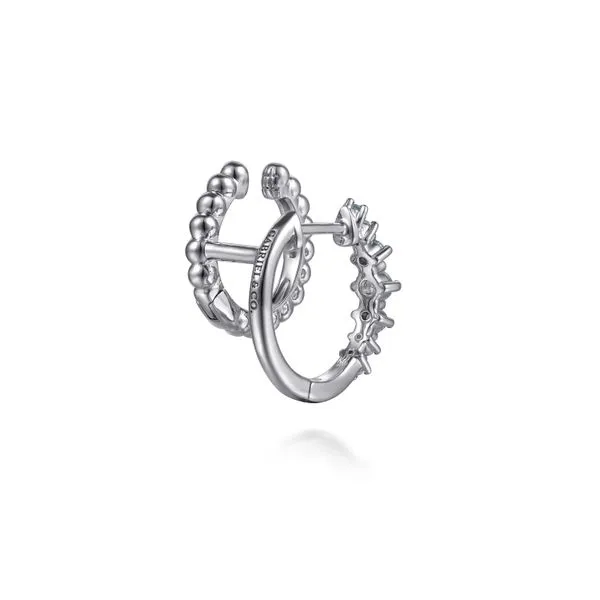 1/10CTW 925 Sterling Silver Bujukan and Blue Topaz Stone Huggies Earrings Image 2 The Ring Austin Round Rock, TX