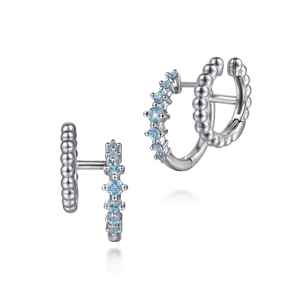 1/10CTW 925 Sterling Silver Bujukan and Blue Topaz Stone Huggies Earrings The Ring Austin Round Rock, TX