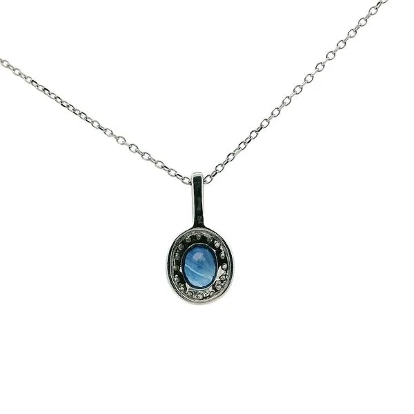 1/10CTW Mined Diamond Halo 14K YG Necklace with Natural Pear Blue Sapphire Pendent Necklace 16'' Image 3 The Ring Austin Round Rock, TX