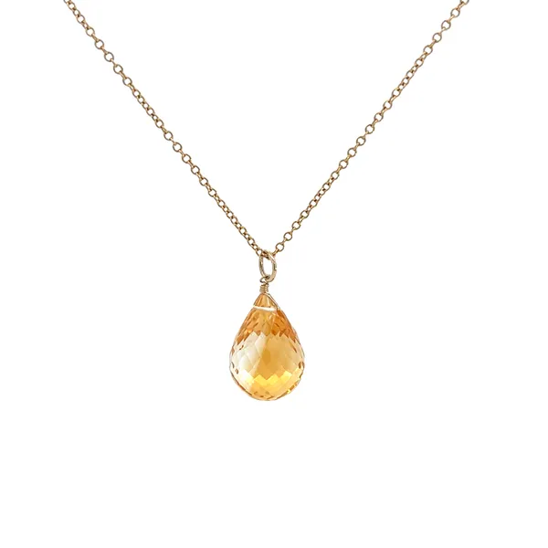 10K YG Natural Citrine Briolette 13mm Teardrop Dangle Pendant Necklace Image 2 The Ring Austin Round Rock, TX