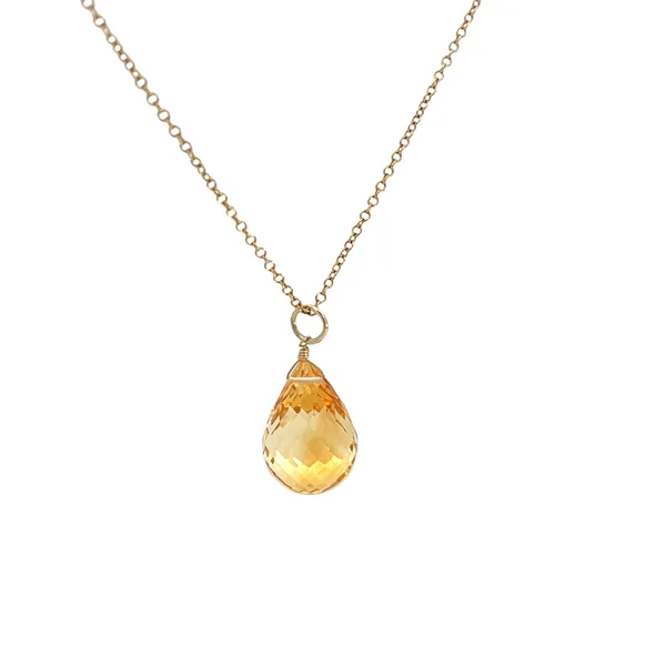 10K YG Natural Citrine Briolette 13mm Teardrop Dangle Pendant Necklace Image 3 The Ring Austin Round Rock, TX