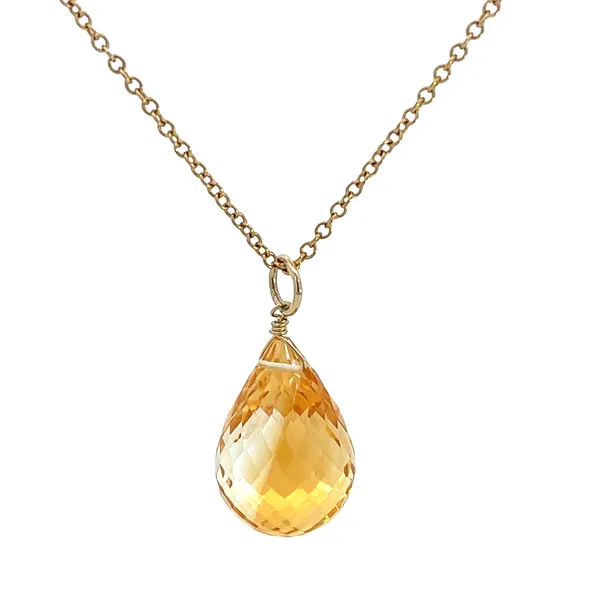 10K YG Natural Citrine Briolette 13mm Teardrop Dangle Pendant Necklace The Ring Austin Round Rock, TX