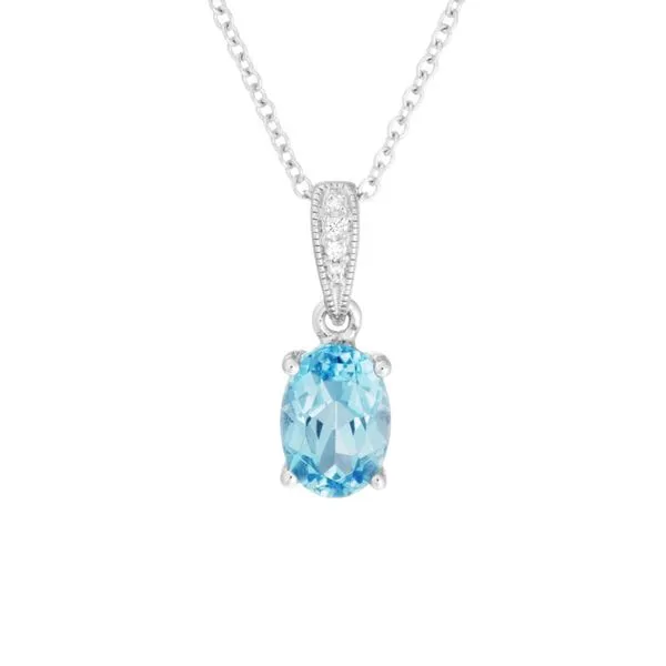 3/4CTW 14K WG Oval Blue Topaz With Accented Bale Dangle Pendant Necklace The Ring Austin Round Rock, TX