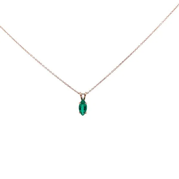 1.00CT 14K Rose Gold LG Emerald Marquise Rabbit Ear Pendant Diamond Cut Cable Chain Necklace Image 2 The Ring Austin Round Rock, TX