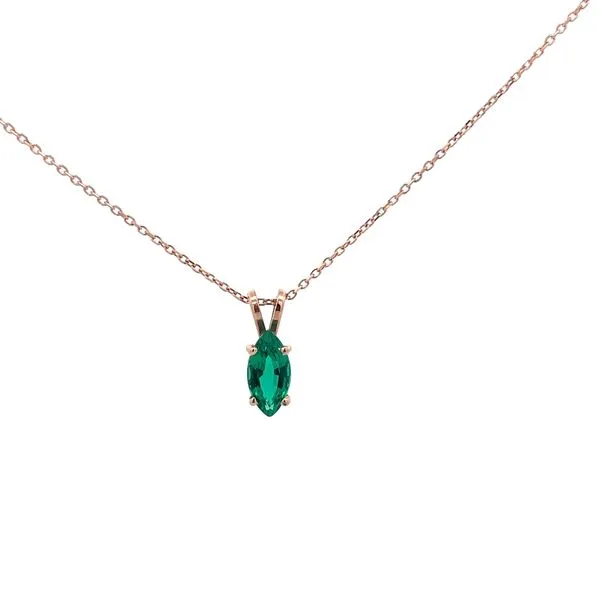 1.00CT 14K Rose Gold LG Emerald Marquise Rabbit Ear Pendant Diamond Cut Cable Chain Necklace The Ring Austin Round Rock, TX