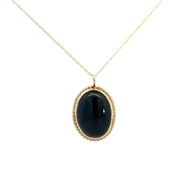 14K YG Black Onyx Oval Bezel Set Rope Twist On A Carded Chain With Spring Ring Clasp 18'' The Ring Austin Round Rock, TX