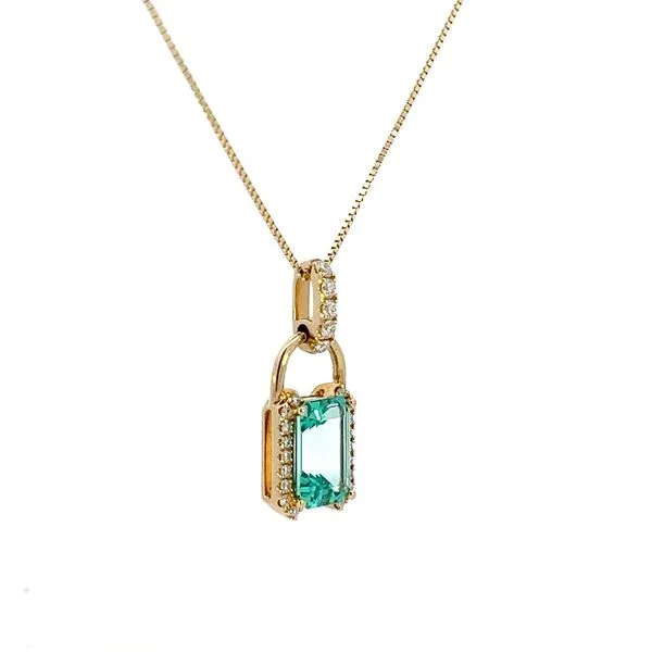 2 5/8CTW 14K YG LG Emerald Cut Chrysoberyl &  Diamond Pave Accented Bale Dangle Pendant Necklace Image 2 The Ring Austin Round Rock, TX