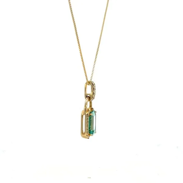 2 5/8CTW 14K YG LG Emerald Cut Chrysoberyl &  Diamond Pave Accented Bale Dangle Pendant Necklace Image 3 The Ring Austin Round Rock, TX