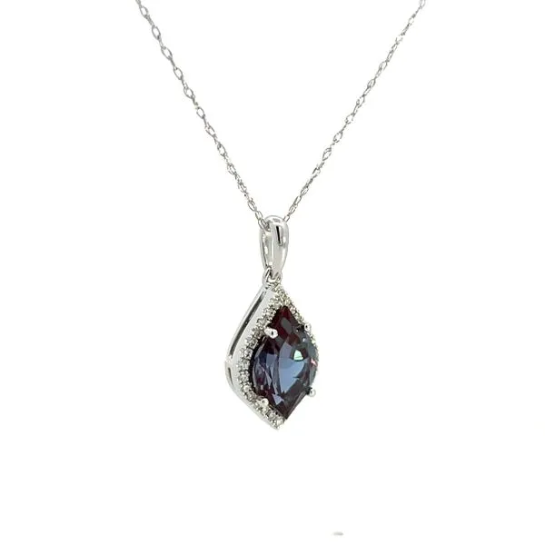 2 1/4CTW 14K WG LG  Alexandrite flame Cut & Diamond Pave Halo Dangle Pendant Necklace Image 4 The Ring Austin Round Rock, TX