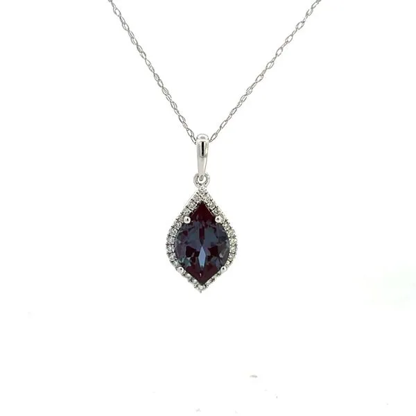 2 1/4CTW 14K WG LG  Alexandrite flame Cut & Diamond Pave Halo Dangle Pendant Necklace The Ring Austin Round Rock, TX