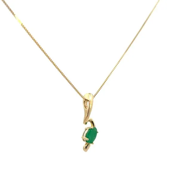 1/2CTW 14K YG Natural Oval Emerald Freeform Pendant Necklace Image 3 The Ring Austin Round Rock, TX