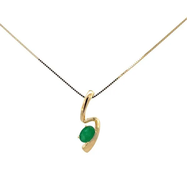 1/2CTW 14K YG Natural Oval Emerald Freeform Pendant Necklace Image 4 The Ring Austin Round Rock, TX