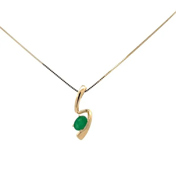 1/2CTW 14K YG Natural Oval Emerald Freeform Pendant Necklace The Ring Austin Round Rock, TX
