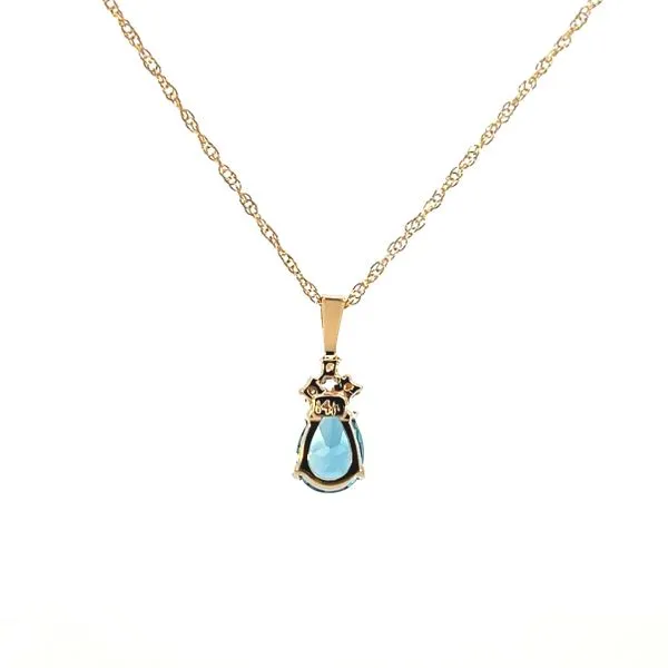 7/8CTW 14K YG Swiss Blue Topaz Pear Single Bale Diamond Accented Pendant Nacklace Image 2 The Ring Austin Round Rock, TX